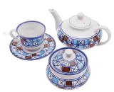 سرویس چایخوری تک نفره نقش شطرنجی